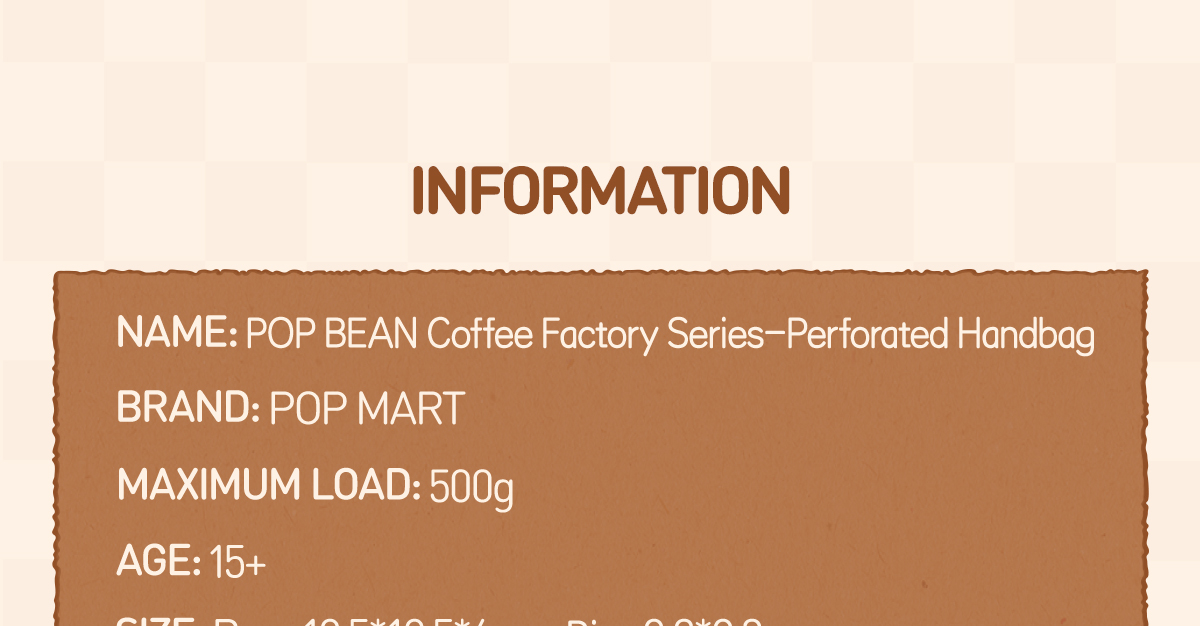 POP BEAN Coffee Factory Series-Perforated Handbag - POP MART